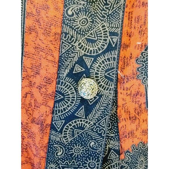 Oleg Cassini 12 Vintage Blouse Black‎ Red Asian Inspired L/S Mandarin Collar - Picture 4 of 7